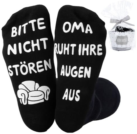 Belillpipi Geschenke für Oma Socken mit Spruch Bitte Nicht Stören Oma Ruht Ihre Augen Aus, Lustige Geschenk für Oma, Beste Oma Geburtstagsgeschenk Muttertagsgeschenk Weihnachtstag(Schwarz)