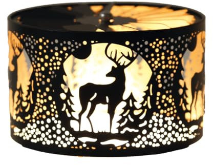 Woodbridge Karusellschirm für Duftkerzen | Stag - Black & Gold | Kerzen Accesoires | Rotierender Kerzenschirm für Duftkerzen im Glas