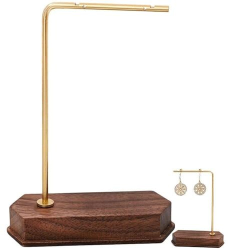 HiyyFloy Schmuck Display T Bar Halskette Ständer Metall Ohrring Halter Baumeln Ohrringe Hängenden Ring Aufhänger Organizer Kupfer Holz Schmuck Display Rack