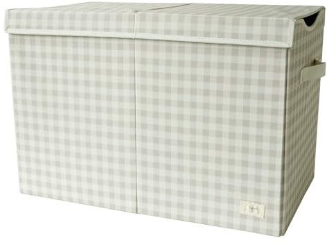 3 Sprouts Spielzeugkiste mit Deckel – Aufbewahrungsbox für Kinderzimmer, Spielzeugtruhe und Spielzeugbox für Kinder - Gingham Beigefarbenes