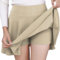 DJT Damen Mädchen Basic Solid Dehnbaren Informell Mini Skater Rock mit Shorts Aprikose Medium