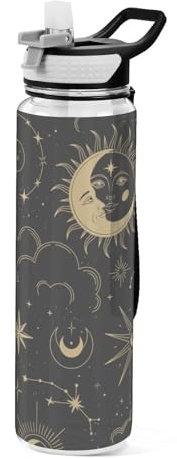 Mnsruu Bouteille d'eau de sport transparente avec paille, gourde anti-fuite en plastique Tritan sans BPA, 1 litre