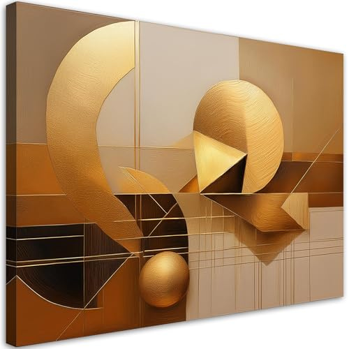 Feeby Leinwand Bilder - Geometrische Abstraktion 3D - Canvas 90x60 cm - Deko Wohnzimmer - Wandbilder Schlafzimmer - Deko Aesthetic - Wand Deko - Leinwand Groß - Deko Zimmer - Leinwandbilder XXL