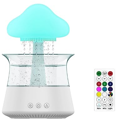 Plookyoe Rain Cloud Humidifier Household Aroma Diffuser Humidifier USB Night Light for Room Office AromaDiffuser Water Drop Sound with Remote Control Humidifier -A