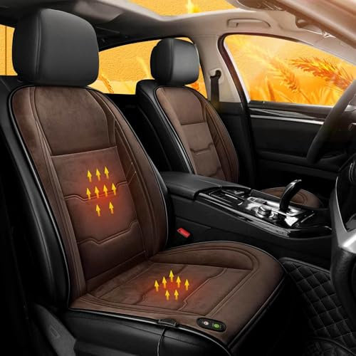 Auto Sitzheizung, Beheizbare Auflage, 12v Beheizbares Sitzkissen Auto 12v 2er Set Beheizte Sitzbezüge Sitzauflage 12V-24V Universell Sitzheizung Auto Sitzbezüge,brown-2seats