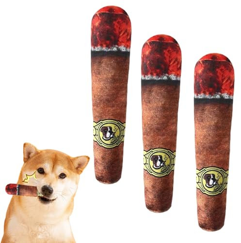 VARKAGE 3 Stück Hundespielzeug Joint, Zigaretten Spielzeug Hund, Interaktives Plüsch Hundespielzeug Zigarettenpackung,Kauknochenspielzeug für Klein, Mittel,Groß Hunde