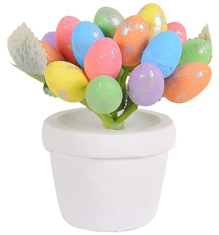 Uposao Ostereierpflanzen Künstliche Bunte Ostereier Blumentöpfe aus Schaumstoff Osterei Topfpflanze für Feiertags Tischdekoration