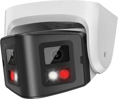 VIKYLIN 4K Dual-Lens cctv camera with 180° Viewing Angle,AI human/vehicle detection and built-in Mic,smart Lights 8mp outdoor ip camera,3-type coding,SD storage(up to 512GB),compatible with hikivision