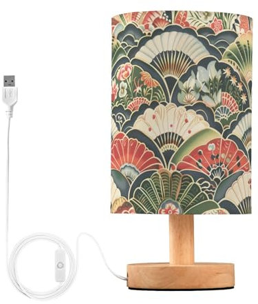 EtherSpher Japanese Style with Fan Pattern Night Light Led Light Lamp Electric Table Lamp for Kids End Table
