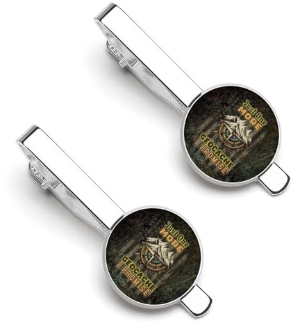 Geocaching USA Flag 2pcs Tie Tack Pins Tie Clips Necktie Bar Pinch Clip Set Men Father's Day Gift