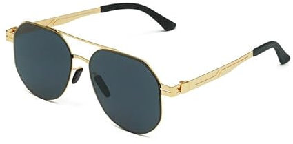 CHYDDU Sonnenbrille Krötenspiegel Schraublose Einteilige Sonnenbrille Herrenmode Nicht Stabile Brille-Goldrahmen Schwarzes Graues Stück