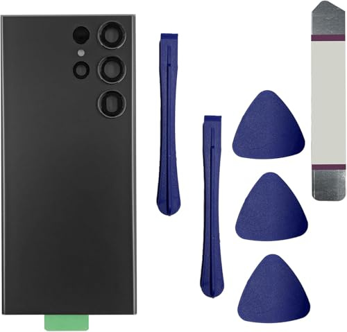 LiXiongBao Hinterglas Ersatz für Galaxy S23 Ultra mit Reparaturwerkzeugen | Ersatz-Hinterglas für Galaxy S23 Ultra, inkl. Befestigungsteilen und Reparaturwerkzeug-Set(Schwarz)