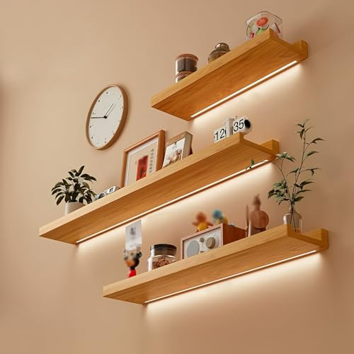 Qcesorib Étagères Murales Suspendues Multifonctionnelle, 90cm Etagere Murale en Bois, Tablette Étagère Flottante Mural Suspendue Moderne, pour Cadres Photos, Décoration, Épices