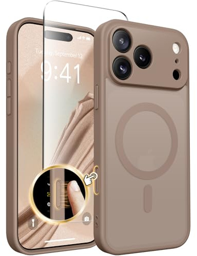 CAPRARO Magnetic for iPhone 17 Pro Max Case, Upgraded [Full Camera Protection] [Compatible with MagSafe] Protective Translucent Matte Women Girl Phone Case Cover, Withered Brown