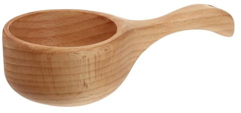 VALICLUD Massive Holzkelle Aus Buchenholz Multifunktionale Wasserkelle Und Spoon Für Sauna Küche Restaurant Und Zuhause Großer Kapazitätslöffel Mit Stabilem Griff Für Sicheres Handling
