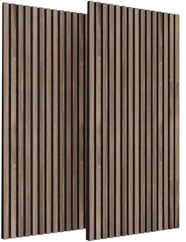 TONOR Holzfurnier Akustikpaneele selbstklebend,1,44m²-2 Stück 120x60x1,9cm 3D Wandpaneele Holzoptik, Akustik paneele für Akustische Behandlung und Wanddekoration, Wohnzimmer, Büro, Walnuss
