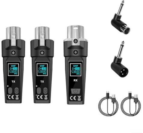 Feegow 510–590 MHz UHF Wireless Mikrofon Transmitter Empfänger XLR Mikrofonsystem Mikrofon-Set für dynamische Mikrofone, E-Gitarren, PA-Systeme (eins und zwei)