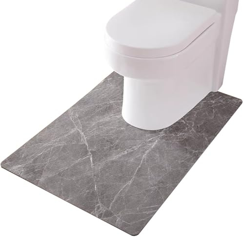 ZESLIV WC Vorleger mit Ausschnitt, 55 * 60cm rutschfeste Badematte aus PU, Badezimmerteppich Toilettenmatte Badgarnitur Badteppich