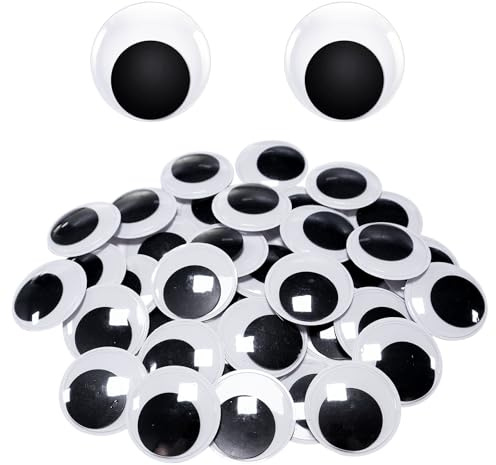 INNAL 30 Pièces Yeux Mobiles Autocollants Adhésifs 50mm pour Décorations | Yeux a Coller Loisirs Creatifs Oeil Autocollant Oeil a Coller pour Scrapbooking Artisanat Accessoires Poupées DIY Craft