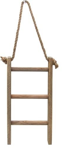 Spetebo Holz Dekoleiter mit 3 Sprossen Landhaus Design - 40 x 20 cm - Mini Holzleiter Natur zum Hängen oder Hinstellen - Miniatur Leiter Vintage Boho Scandi Wand Deko Ständer