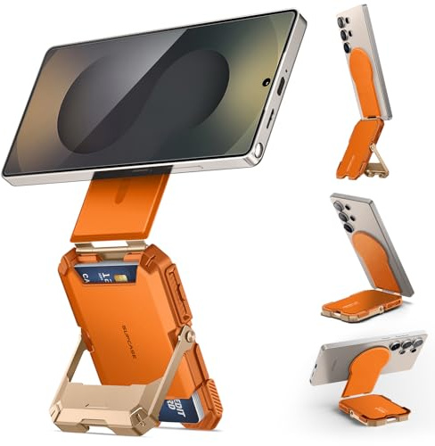 SUPCASE für MagSafe Wallet Magnetisch Geldbörse [5 Kartenhalter] für Galaxy | [RFID-Blockierung] Verstellbar Handy Ständer Kartenfach für Galaxy S26/S25/24/23, Pixel und iPhone 17/16/15/14, Coral