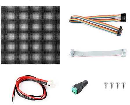 RGB LED Matrix Panel 64x64 P2 2mm Pitch (GOB), HUB75 Dual Headers Chainable, 4096 RGB LEDs Full Color Adjustable Brightness, 128x128mm Module, for Raspberry Pi/Pico, Compatible with Arduino/ESP32