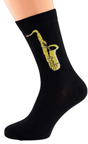 Paire de chaussettes en coton Motif Up Taille adulte (saxophone) (5 12 X6S019)