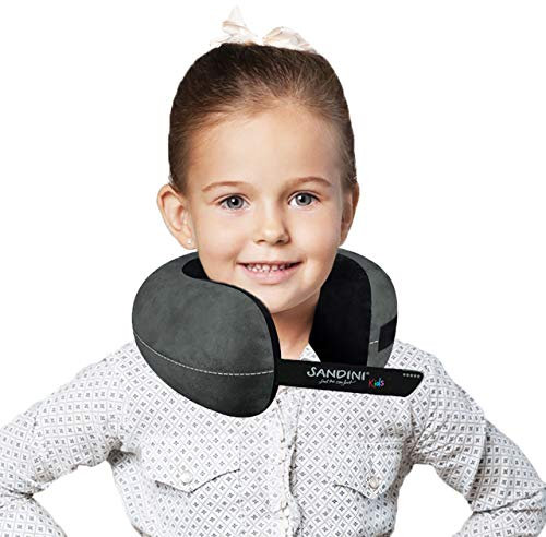 SANDINI TravelFix® Junior – Ergonomisches Nackenkissen für Kinder ab 3 Jahren – Reisekissen Auto/Flugzeug/Zug – Mit Transporttasche – Made in EU, Oeko-TEX®-Zertifiziert
