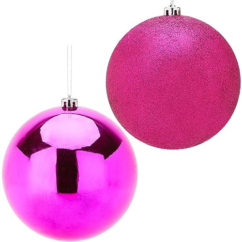 Christmas Concepts® Paquet de Boules de 2-200 mm (8) - Design Brillant et pailleté - Boules de Noël géantes (Rose Chaud)