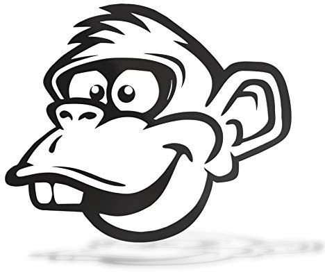 Erreinge prespaced Aufkleber Schwarz 20cm - Monkey Monkey - Vinyl-Aufkleber Aufkleber Aufkleber Mural Laptop Auto Moto Helm Camper