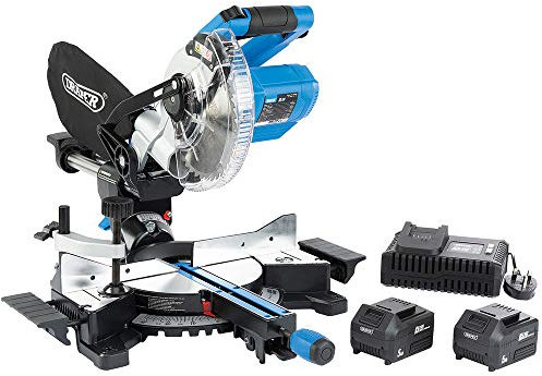 Draper 99632 D20 20V Brushless 185mm Sliding Compound Mitre Saw Kit (+2 x 5Ah Batteries and Charger)