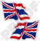 Vinyl-Aufkleber mit wehender Flagge, thailändischer Union Jack, Großbritannien, 120 mm, 2 Stück