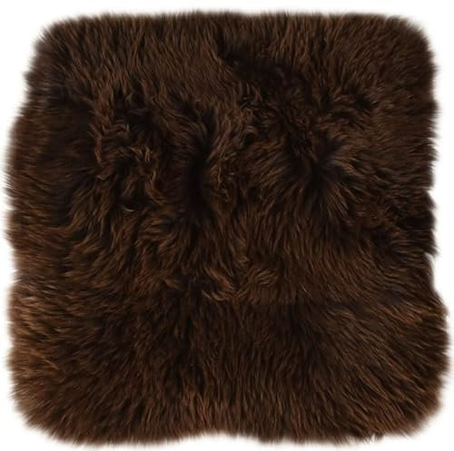 generisch Lammfell Pad Dunkelbraun Sitzauflage Stuhlkissen aus echtem britischen Lammfell 37 x 37 cm