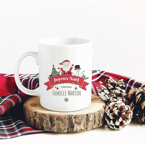 CADEAUX.COM - Mug Personnalisé En Céramique - Joyeux Noël - Résiste Au Micro-ondes Et Lave Vaisselle - Idée Cadeau Personnalisé Avec Prénom et Message
