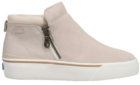 Keds Women's Cooper Zip Bootie Suede/Canvas Rain Boot, TAN, 6.5