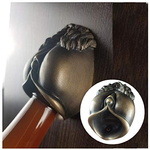 Yuemei Wandmontage Flaschenöffner Skulptur aus Gegossener Bronze, Inneneinrichtung, Retro Wandbehang Kühlschrank Korkenzieher Flaschenöffner, Kühlschrank Bieröffner für Bierliebhaber (A)