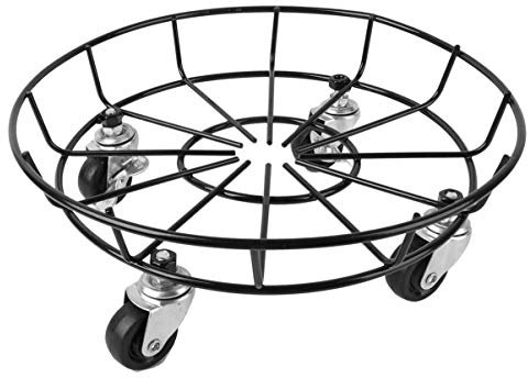 Happyyami Plant Pot Mover with Wheels Round Metal Potted Trolley Heavy Duty Movable Metal Plant Dolly for Indoor Outdoor Garden Tools Black 30cm