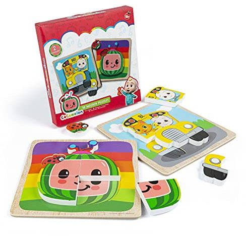 CoComelon 2-Pack 3D Wooden Puzzles - Early Development & Activity Toys - Jigsaws For Children Age 2