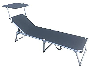 Hausmann Sunny Day Alu-Liege mit Sonnendach 185x59x30cm anthrazit