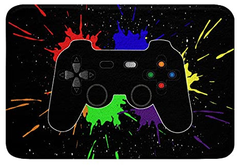 Gaming PC Rug 16X24, Gamer Gamepad Bath Mat Boys Bedroom Decor, Colorful Game Controller Kitchen Mat Action Buttons Outdoor Rug Welcome Mat Game Joysticks Doormat