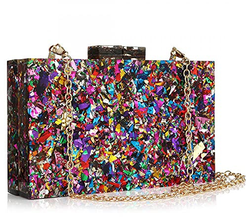 Acryl-Clutch, Damen, mehrfarbig, Clutch, elegant, Bankett, Geldbörse, Abschlussball, Cocktail, Party, Handtaschen, mehrfarbig, One size
