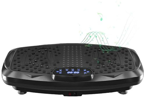 NIMTO Vibration Plate Exercise Machine Whole Body Workout Vibration Fitness Platform for Home Fitness & Weight Loss + BT + Remote, 99 Levels (Black)