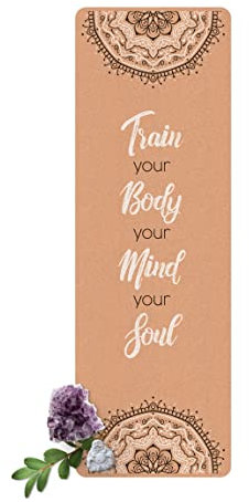 Bilderwelten Yogamatte Kork - Spruch Train Your Body Schwarz Weiß, Größe HxB: 61x183 cm