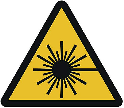 Prolac Aufkleber mit Warnhinweis vor Laserstrahl – Etiketten selbstklebend – 50 mm/100 Stück – Stickers für dauerhafte Kennzeichnung im Innen- und Außeneinsatz – Hochwertige W004 Warnaufkleber