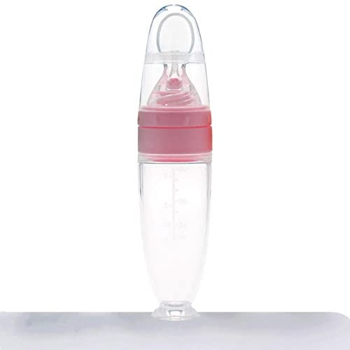 Fushen Baby Squeeze Bottle with Spoon, Baby Utensils, Silicone Baby Food Dispensing Spoon Squeeze Feeder with Spoon, Baby Spoon Feeder Bottle for Baby