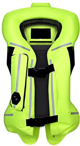 WARQO Motorrad Airbag Weste, Airbag Weste Motorrad für Herren Damen, mit Reflexstreifen, Airbag Weste Motorrad Jacken für Motorradfahrer und Reiten (Farbe : Grün, Größe : M)