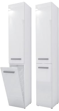 3E 3xE living.com Mobile bagno Bagnoli SLIM VI bianco opaco/bianco lucido - P: 30 cm, A: 174 cm, L: 30 cm