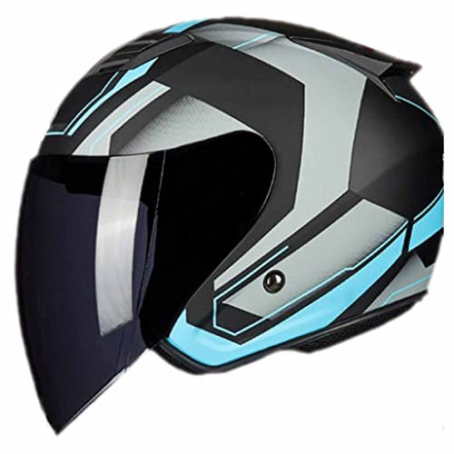 Jethelm Motorradhelm Rollerhelm Halbschalenhelm mit integriertem ausklappbaren Visier ECE/DOT Retro Helm Sturzhelm Mofahelm 4,XXL