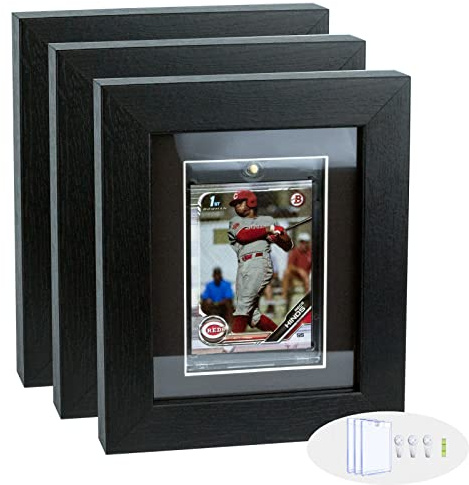 Bivitre 3 Stück Baseball, Basketball, Fußball, Hockey-Karten-Vitrine, Wandhalterung, schwarz, Standard (1 Karte x 3 Stück)
