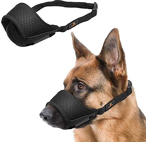WUGU Maulkorb für Hunde, Verstellbarer Maulkorb, Atmungsaktiver Maulkorb für Große Mittlere Hunde aus Mesh, zur Verhinderung von Beißen, Bellen und Kauen (XL)